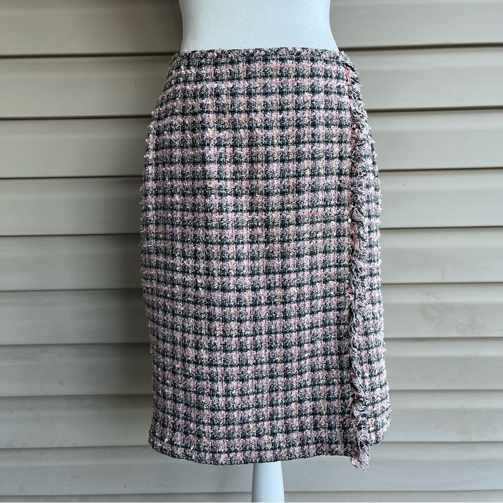 •Liz Claiborne• Fringe Tweed Pencil Skirt - Size 8